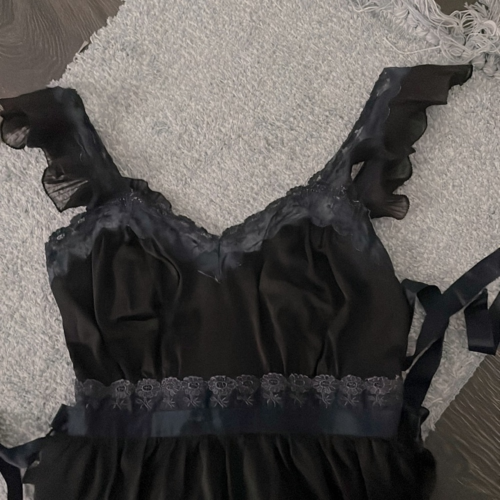 Black lace slip dress